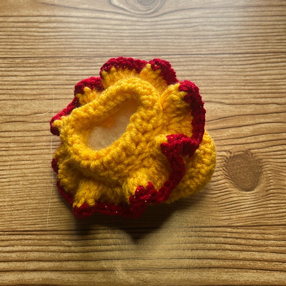 Yellow and red baby booties